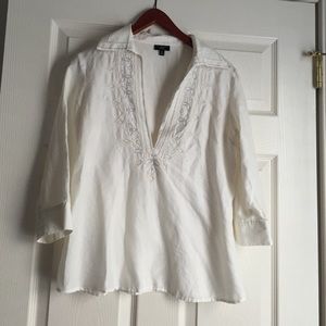 Talbots petite white boho blouse