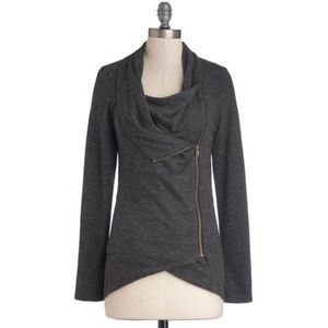 gray zippered cardigan jacket