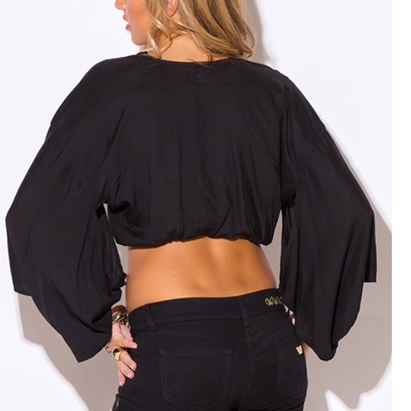 Crop Kimono Top size Small Sleeve Cut outs New - Picture 2 of 4