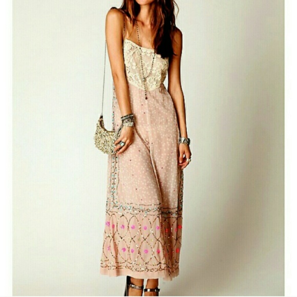 Free People Lacy Blush Romper