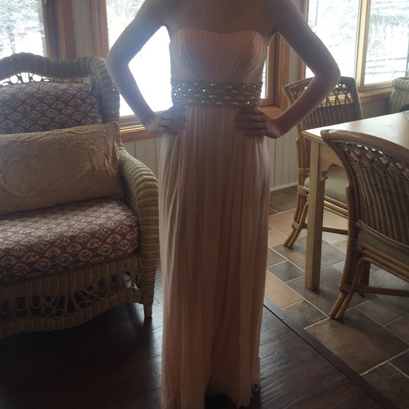 Beautiful strapless Jovani blush dress