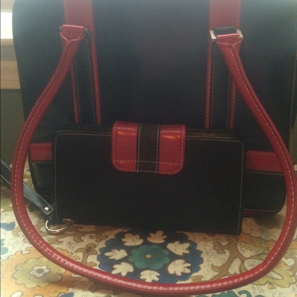 The Limited Handbags - Black and red purse and wallet combo