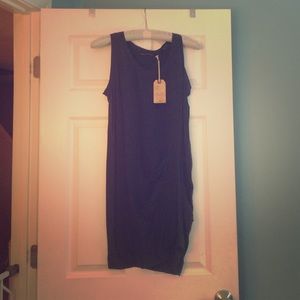 Navy blue silk asymmetrical dress