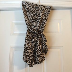 Leopard print shorts romper