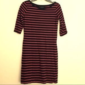 NWOT French Connection Navy & Red boat neck dress