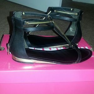 Black with gold medal sandals