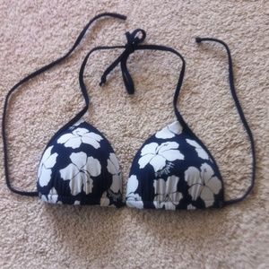 White & navy floral bikini top
