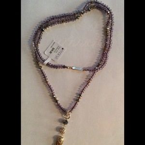 Macy's Purple and Gold Strand Beaded Necklace.