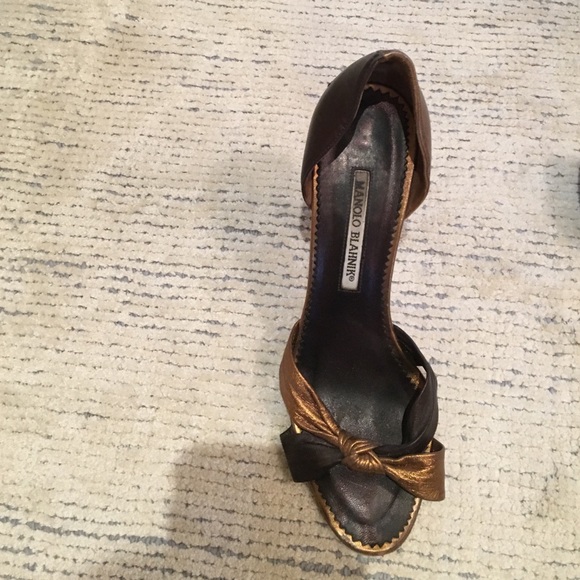 Manolo Blahnik cooper and black Heel Sandals - Picture 2 of 4