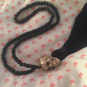 Erika Pena LONG tassel skull necklace