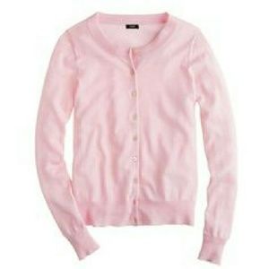 J. Crew light pink, thin wool cardigan sweater