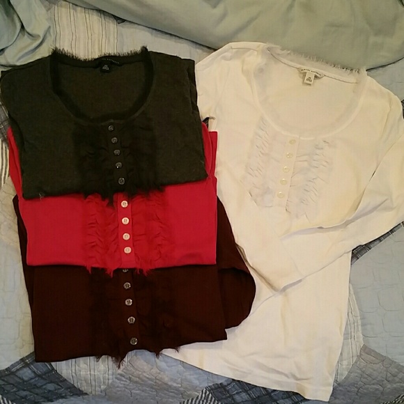 Grey white maroon pink ruffle shirt - Picture 1 of 1