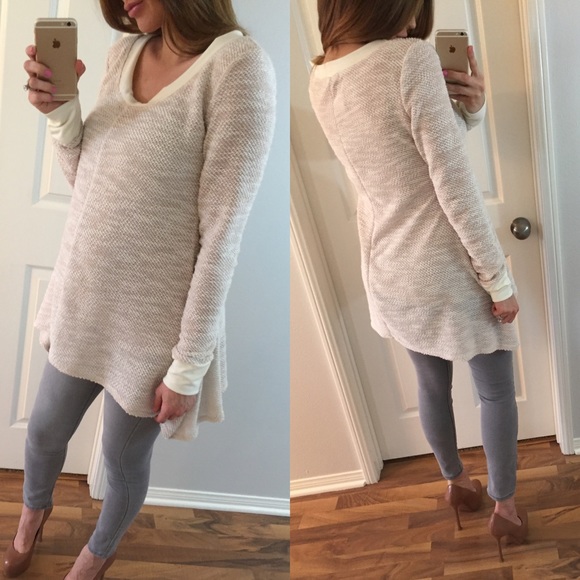 SOLD OUT • Stylish Beige Long Sleeve Sweater/Top - Picture 3 of 4