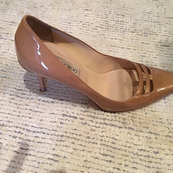 Jimmy Choo Camel Patent Leather Heels - Picture 3 of 4