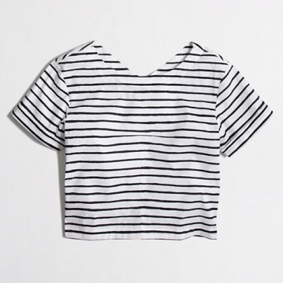J Crew Striped Swing Top with Zip Back