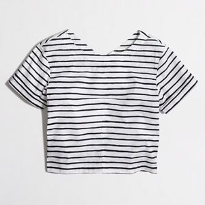 J Crew Striped Swing Top with Zip Back