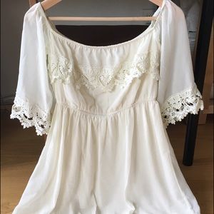 Beautiful cream embroidery dress w/ bell sleeves