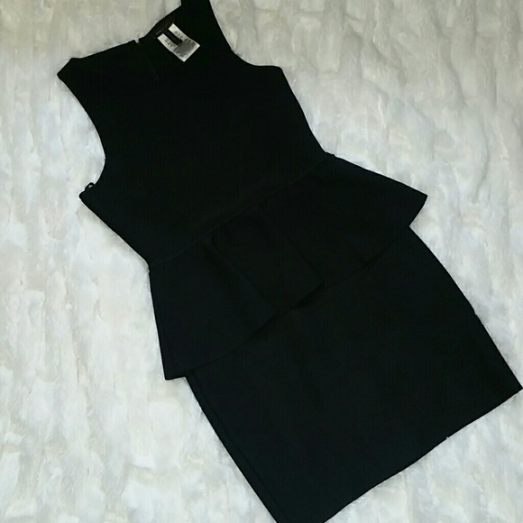BCBGMAXAZRIA Black Francis Layered Peplum Large