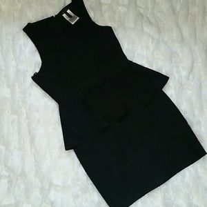 BCBGMAXAZRIA Black Francis Layered Peplum Large