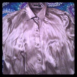 Steel grey silk blouse