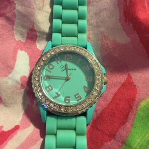 Geneva Tiffany blue rubber watch