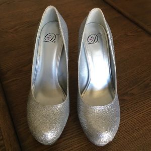 Silver sparkle heels