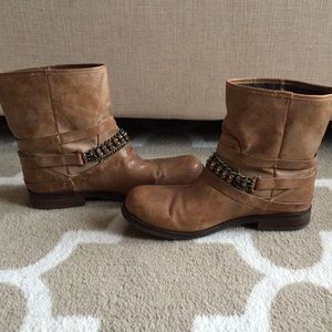 Distressed leather ankle boots