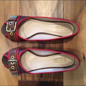 Office chic Red and Brown Merona buckle flats
