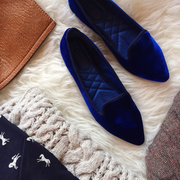Shoes - Royal Blue Pointy Smoking Slippers