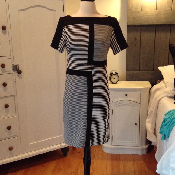 Black and white striped dress