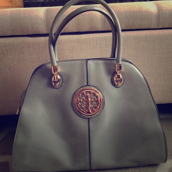 Grey faux leather purse