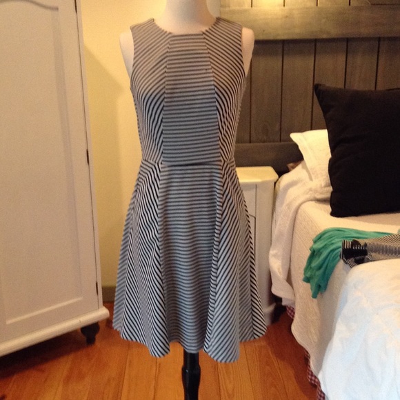 Black and white striped dress with pockets