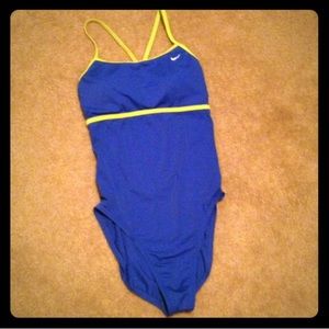 NEW!Lime & Blue Nike one piece swimsuit cross back
