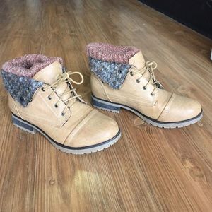 Tan leather ankle boots