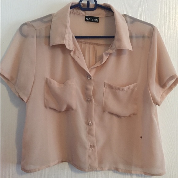 Shear Button Down Crop Top