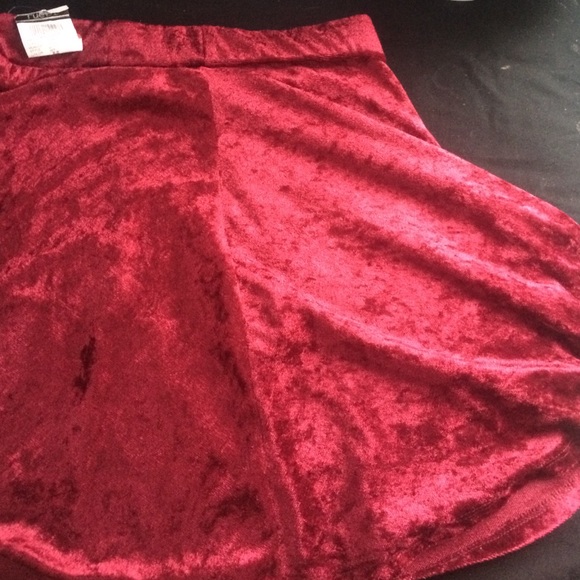 Chic, red velvet skirt