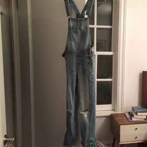 Hollister Devin Overalls -- Medium Wash