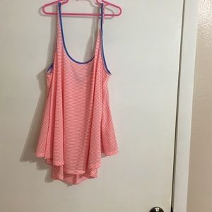 Pink and white stripped flowy tank