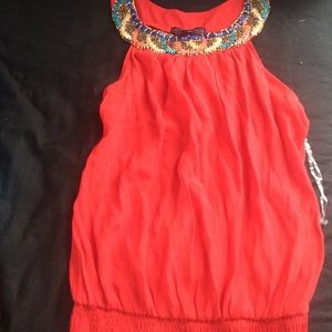 Beaded neck tank top