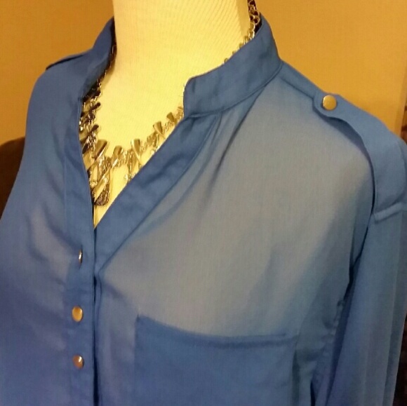 1x Sheer Royal Blue Sheer Top
