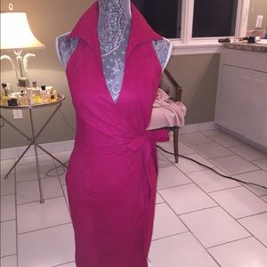 Douglas Hannant Hot Pink Suede Wrap Dress