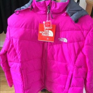 Pink north face coat