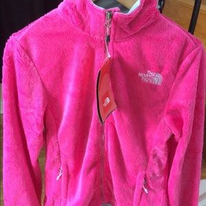 Pink fleece north face jacket
