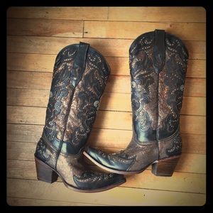 Carral Black/Bronze Medalist Crystals Studs Boot