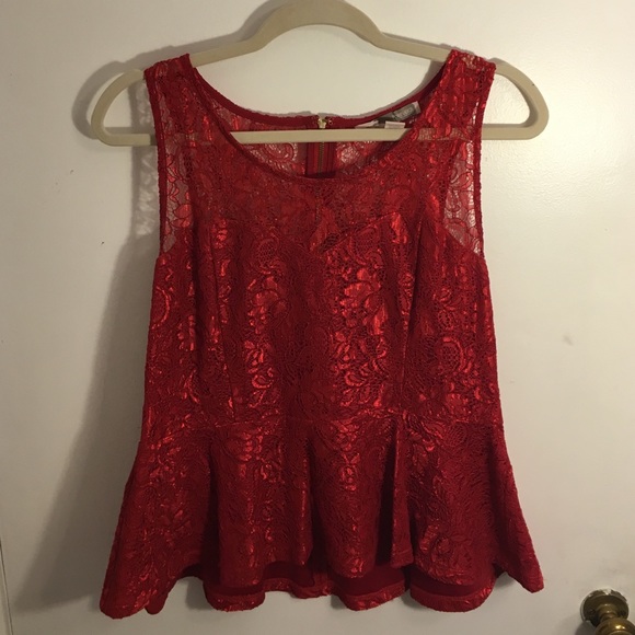 Red lace peplum top 🔥 - Picture 1 of 3