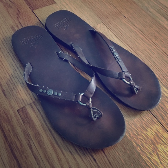Leather Hollister Flip Flops