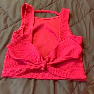 Red open back crop top