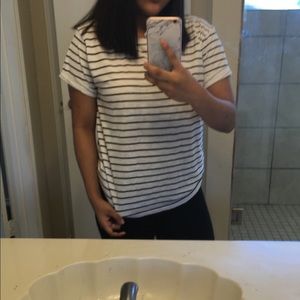 White and Black Stripe T