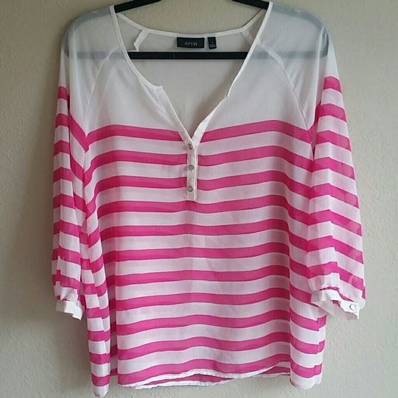 ❌ SOLD Pink Stripe Chiffon Blouse