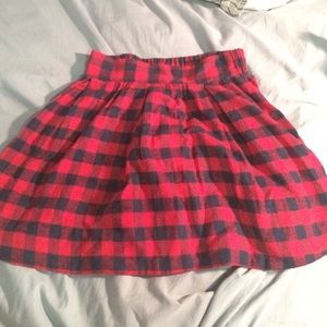 Red & Blue plaid, wool skirt